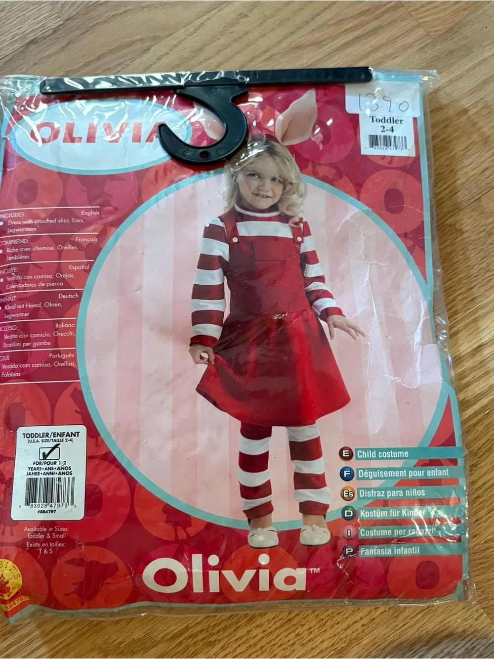 Rubie's Olivia Red & White Striped Pinafore Costume NEW Sz 2-4 Pig Halloween